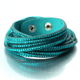 Multilayer Rhinestone Leather Wrap Bracelet Bangle For Women