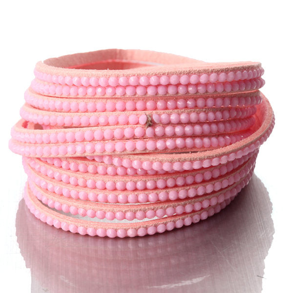 Multilayer Rhinestone Leather Wrap Bracelet Bangle For Women