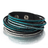 Multilayer Rhinestone Leather Wrap Bracelet Bangle For Women