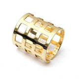 1pc Vintage Multi Patterns Gold Leaf Hollow Out Square Finger Ring