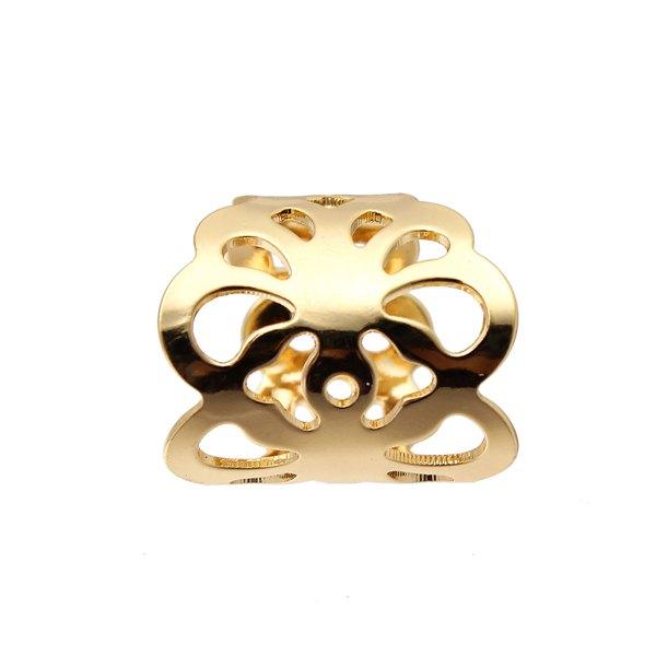 1pc Vintage Multi Patterns Gold Leaf Hollow Out Square Finger Ring