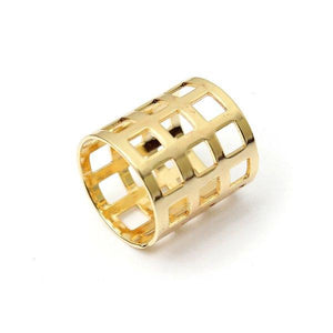 1pc Vintage Multi Patterns Gold Leaf Hollow Out Square Finger Ring