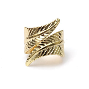 1pc Vintage Multi Patterns Gold Leaf Hollow Out Square Finger Ring