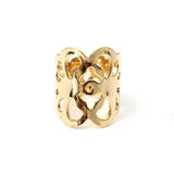 1pc Vintage Multi Patterns Gold Leaf Hollow Out Square Finger Ring