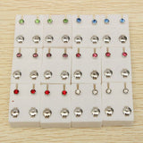 12 Pairs Rhinestone Round Steel Earrings Ear Studs Women Men