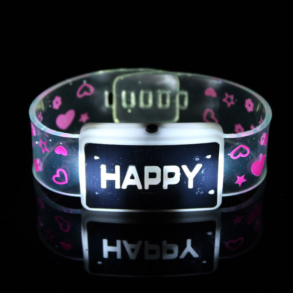 Happy Light Up  LED Bracelet Flash Glowing Wristband For Party