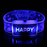 Happy Light Up  LED Bracelet Flash Glowing Wristband For Party