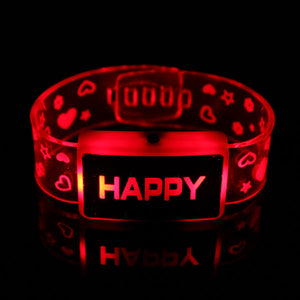 Happy Light Up  LED Bracelet Flash Glowing Wristband For Party