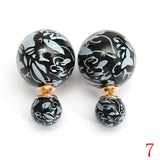 Double Side Leopard Print Pearl Bead Ball Earrings Ear Studs For Women