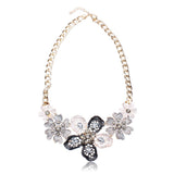 Oil Drip Crystal Flower Statement Choker Necklace For Women