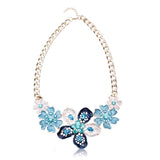 Oil Drip Crystal Flower Statement Choker Necklace For Women