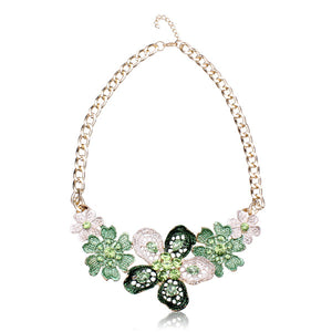 Oil Drip Crystal Flower Statement Choker Necklace For Women