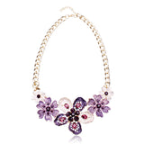 Oil Drip Crystal Flower Statement Choker Necklace For Women