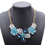 Oil Drip Crystal Flower Statement Choker Necklace For Women