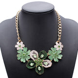 Oil Drip Crystal Flower Statement Choker Necklace For Women