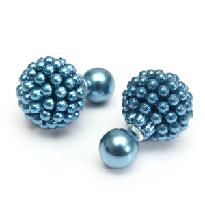 Elegant Double Side Pearl Earrings Bead Ball Ear Studs For Women