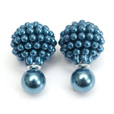 Elegant Double Side Pearl Earrings Bead Ball Ear Studs For Women