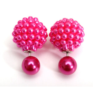 Elegant Double Side Pearl Earrings Bead Ball Ear Studs For Women