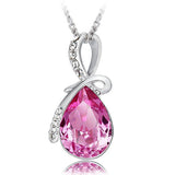 Rhinestone Crystal Water Drop Pendant Necklace For Women