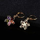 Gold Plated Colorful Zircon Crystal Flower Earrings Ear Studs For Women