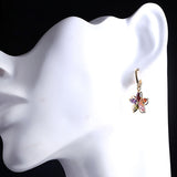 Gold Plated Colorful Zircon Crystal Flower Earrings Ear Studs For Women