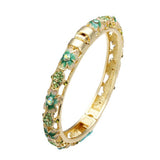 Cloisonné 18K Gold Plated Rhinestone Flower Enamel Bangle Bracelet