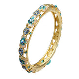 Cloisonné 18K Gold Plated Rhinestone Flower Enamel Bangle Bracelet