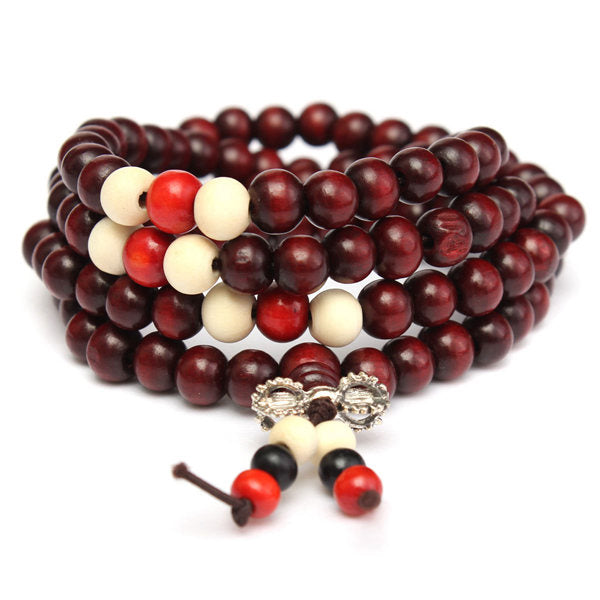 108Pcs 8mm Multilayer Sandalwood Buddha Prayer Beads Bracelet Necklace