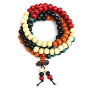 108Pcs 8mm Multilayer Sandalwood Buddha Prayer Beads Bracelet Necklace