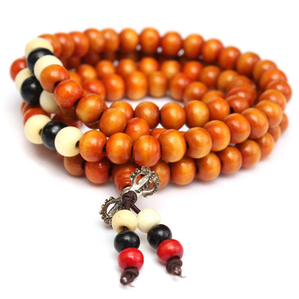 108Pcs 8mm Multilayer Sandalwood Buddha Prayer Beads Bracelet Necklace