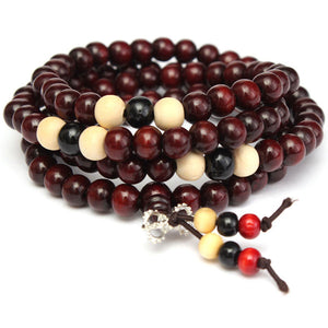 108Pcs 8mm Multilayer Sandalwood Buddha Prayer Beads Bracelet Necklace