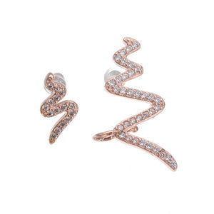 1set 925 Silver 18K Gold Plated Zircon Asymmetric Lightning Earrings