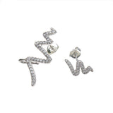 1set 925 Silver 18K Gold Plated Zircon Asymmetric Lightning Earrings