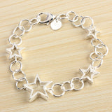 Silver Plated Hollow Stars Chain Charm Bracelet For Women