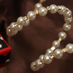 Temperament Full Rhinestone Pearl Multilayer Winding Wide Bracelet