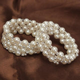 Temperament Full Rhinestone Pearl Multilayer Winding Wide Bracelet