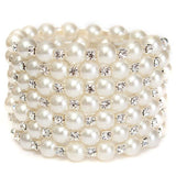 Temperament Full Rhinestone Pearl Multilayer Winding Wide Bracelet