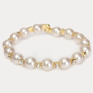 Temperament Full Rhinestone Pearl Multilayer Winding Wide Bracelet