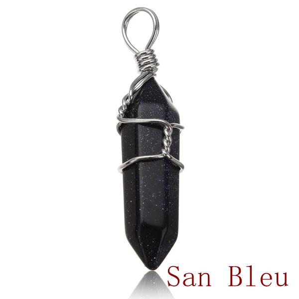 Wire Wrapped Hexagonal Pendulum Gemstone Column Quartz Pendant Charm