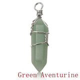 Wire Wrapped Hexagonal Pendulum Gemstone Column Quartz Pendant Charm