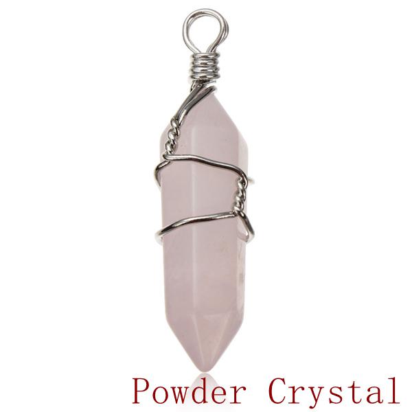 Wire Wrapped Hexagonal Pendulum Gemstone Column Quartz Pendant Charm