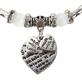 Alloy Beads Rhinestone Flower Heart Pendant Bracelet Silver Plated