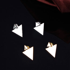 Punk Gold Silver Geometric Triangle Stud Fashion Earrings Jewelry for Women 