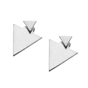 Punk Gold Silver Geometric Triangle Stud Fashion Earrings Jewelry for Women