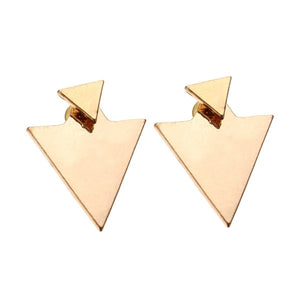 Punk Gold Silver Geometric Triangle Stud Fashion Earrings Jewelry for Women 