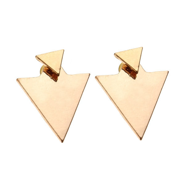 Punk Gold Silver Geometric Triangle Stud Fashion Earrings Jewelry for Women 