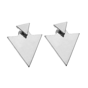 Punk Gold Silver Geometric Triangle Stud Fashion Earrings Jewelry for Women