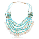 Bohemia Crystal Teardrop Water Drop Multilayer Pendant Statement Necklace