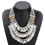 Bohemia Crystal Teardrop Water Drop Multilayer Pendant Statement Necklace