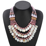 Bohemia Crystal Teardrop Water Drop Multilayer Pendant Statement Necklace